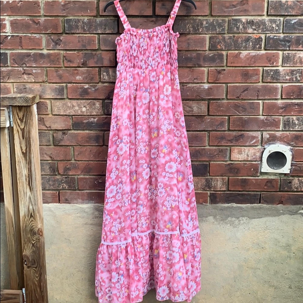 Vintage Pink Floral Long Dress